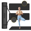 Mata gimnastyczna do ćwiczeń joga, pilates, fitness, 183x61cm, grubość 1cm, materiał TPE, czarna, REBEL ACTIVE