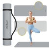 Mata gimnastyczna do ćwiczeń joga, pilates, fitness, 183x61cm, grubość 1cm, materiał TPE, szara, REBEL ACTIVE