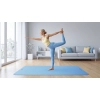 Mata gimnastyczna do ćwiczeń joga, pilates, fitness, 200x115cm, grubość 1cm, materiał TPE, niebieska, REBEL ACTIVE