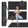 Mata gimnastyczna do ćwiczeń joga, pilates, fitness, 200x90cm, grubość 1cm, materiał TPE, czarna, REBEL ACTIVE