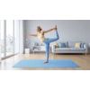 Mata gimnastyczna do ćwiczeń joga, pilates, fitness, 200x90cm, grubość 1cm, materiał TPE, niebieska, REBEL ACTIVE