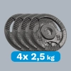 Obciążenie żeliwne olimpijskie zestaw 4x2.5kg, otwór 51mm, talerz z uchwytami, REBEL ACTIVE