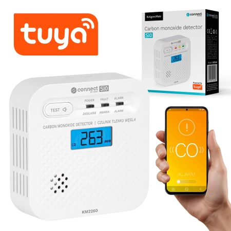 Czujnik czadu, tlenku węgla Kruger&Matz Connect S10 Tuya EN 50921