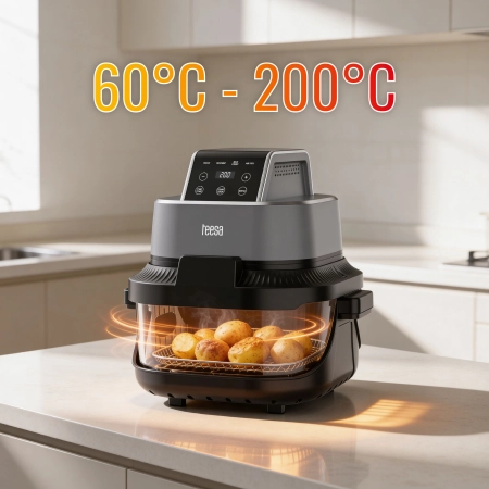 Frytkownica beztłuszczowa TEESA GLASS AIR FRYER 4L, 1,5 L, 1500W