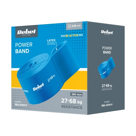 Guma do ćwiczeń lateksowa - Power Band PL-6, niebieska 27-68 kg  REBEL ACTIVE