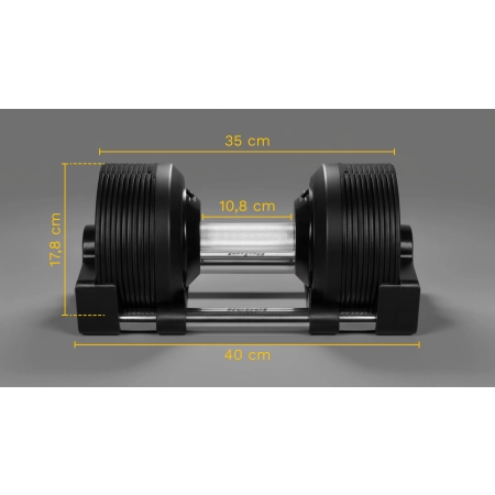Hantel żeliwny regulowany automat 24 kg, skok co 1kg, REBEL ACTIVE