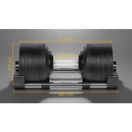 Hantel żeliwny regulowany automat 36 kg, skok co 1kg, REBEL ACTIVE