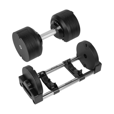 Hantel żeliwny regulowany automat 36 kg, skok co 1kg, REBEL ACTIVE