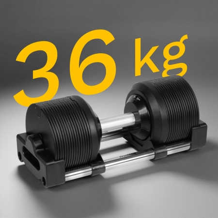 Hantel żeliwny regulowany automat 36 kg, skok co 1kg, REBEL ACTIVE