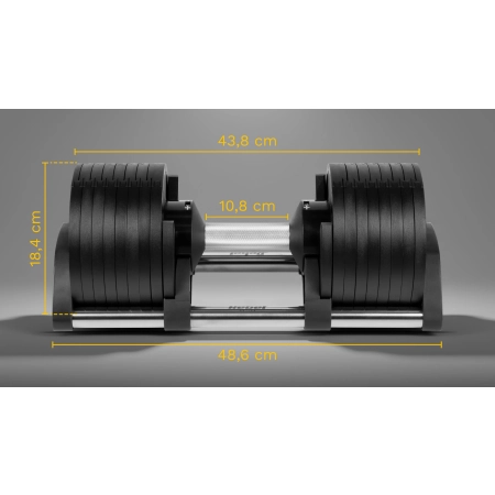 Hantel żeliwny regulowany automat 36 kg, skok co 2kg, REBEL ACTIVE