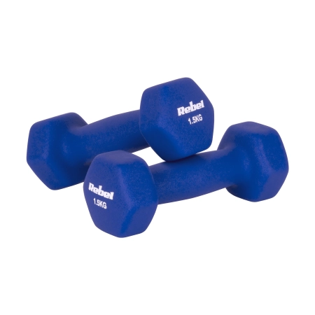 Hantelki żeliwne neoprenowe HEX 2x1.5kg, REBEL ACTIVE
