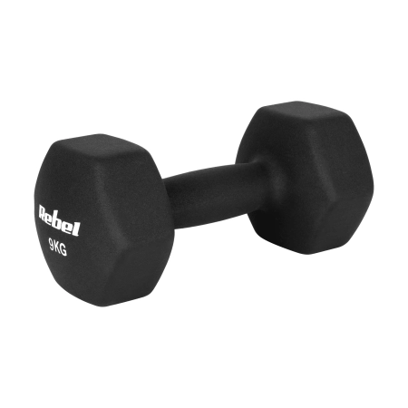 Hantelki żeliwne neoprenowe HEX 2x9kg, REBEL ACTIVE