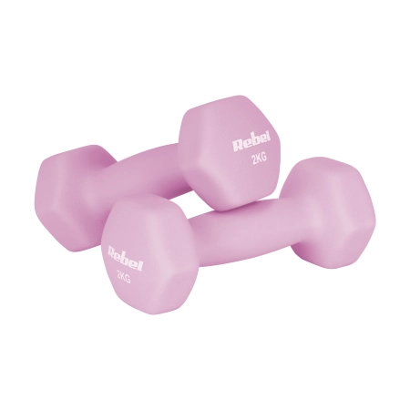 Hantelki żeliwne neoprenowe HEX zestaw 12kg (2x1kg+2x2kg+2x3kg), REBEL ACTIVE