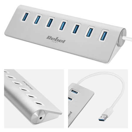 HUB (rozdzielacz) USB 3.0 7 portowy Rebel