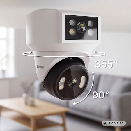 Kamera WiFi Kruger&Matz Connect C180 2x Obiektyw PTZ 360° 2K Tuya Smart Life Kolor Nocą Audio AI