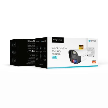Kamera WiFi zewnętrzna Kruger&Matz Connect C190, 2K, Tuya, Smart Life, ONVIF