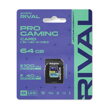 Karta pamięci microSD 64 GB V30 UHS-III Goodram Rival z adapterem