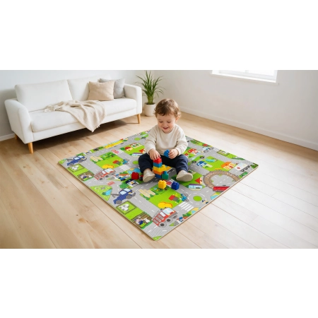 Mata edukacyjna dla dzieci, puzzle 120 x 120 cm, samochody
