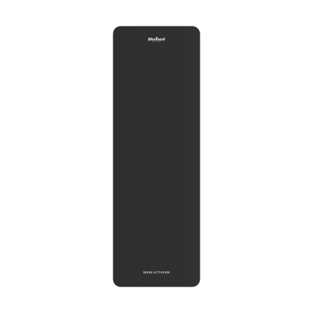 Mata gimnastyczna do ćwiczeń joga, pilates, fitness, 183x61cm, grubość 1.5cm, materiał NBR, czarna, REBEL ACTIVE