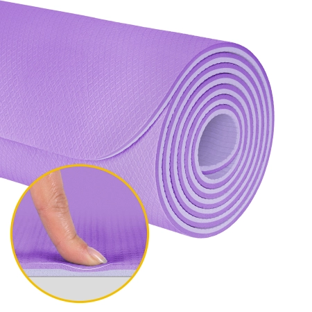 Mata gimnastyczna do ćwiczeń joga, pilates, fitness, 183x61cm, grubość 1cm, materiał TPE, fioletowa, REBEL ACTIVE