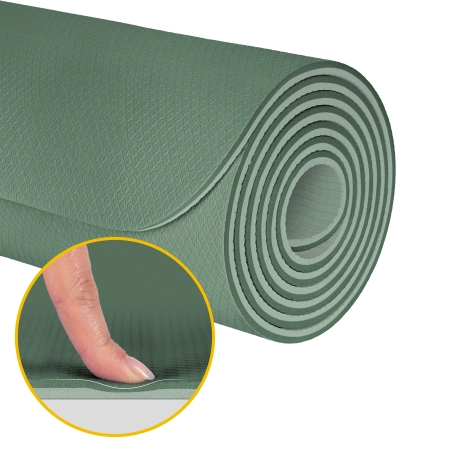 Mata gimnastyczna do ćwiczeń joga, pilates, fitness, 183x61cm, grubość 1cm, materiał TPE, zielona, REBEL ACTIVE
