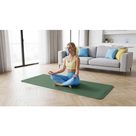 Mata gimnastyczna do ćwiczeń joga, pilates, fitness, 183x61cm, grubość 1cm, materiał TPE, zielona, REBEL ACTIVE