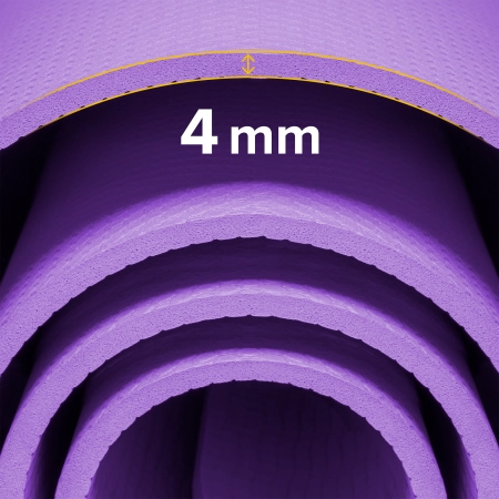 Mata gimnastyczna do ćwiczeń joga, pilates, fitness, 183x61cm, grubość 4mm, materiał TPE, fioletowa, REBEL ACTIVE