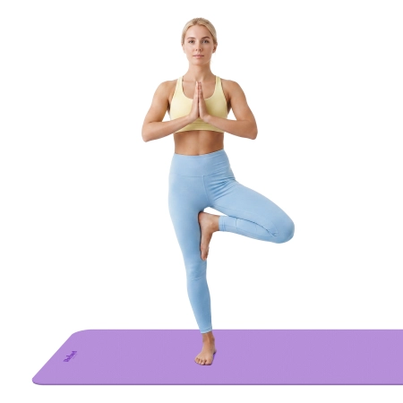 Mata gimnastyczna do ćwiczeń joga, pilates, fitness, 183x61cm, grubość 4mm, materiał TPE, fioletowa, REBEL ACTIVE