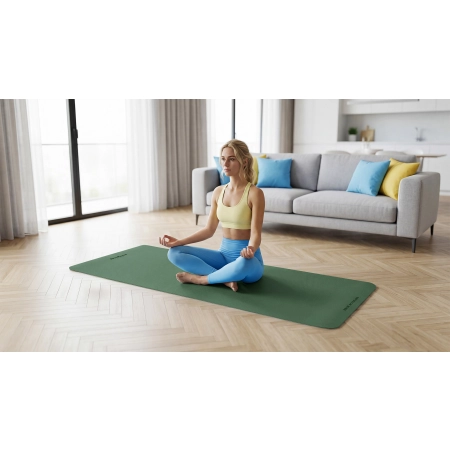Mata gimnastyczna do ćwiczeń joga, pilates, fitness, 183x61cm, grubość 4mm, materiał TPE, zielona, REBEL ACTIVE