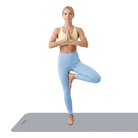 Mata gimnastyczna do ćwiczeń joga, pilates, fitness, 183x61cm, grubość 6mm, materiał TPE, szara, REBEL ACTIVE