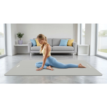 Mata gimnastyczna do ćwiczeń joga, pilates, fitness, 190x100cm, grubość 1.5cm, materiał NBR, szara, REBEL ACTIVE