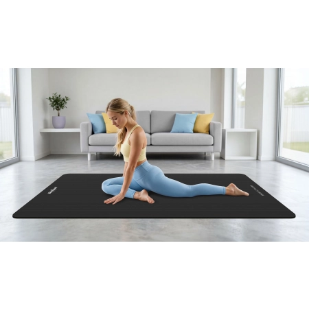 Mata gimnastyczna do ćwiczeń joga, pilates, fitness, 190x115cm, grubość 2cm, materiał NBR, czarna, REBEL ACTIVE