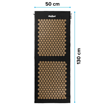 Mata zdrowotna ECO z kolcami do akupresury z poduszką, 130x50cm, XXL, złote kolce,  Rebel Active