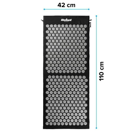 Mata zdrowotna z kolcami do akupresury z poduszką, 110x42cm, XL, szare kolce,  Rebel Active