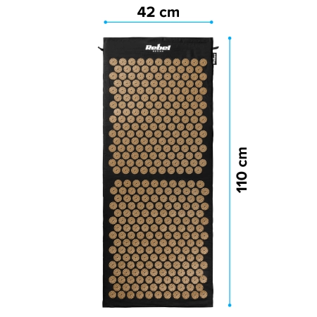 Mata zdrowotna z kolcami do akupresury z poduszką, 110x42cm, XL, złote kolce,  Rebel Active
