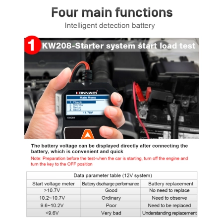 Miernik baterii Konnwei KW208