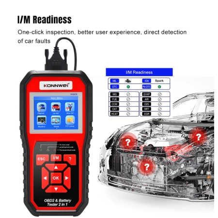 Miernik diagnostyczny, skaner OBD2, tester baterii Konnwei KW870