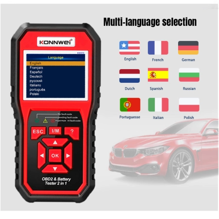 Miernik diagnostyczny, skaner OBD2, tester baterii Konnwei KW870
