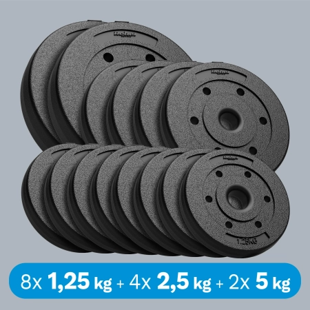 Obciążenie bitumiczne zestaw 30kg ( 8x1.25kg + 4x2.5kg + 2x5kg ), otwór 31mm,  REBEL ACTIVE