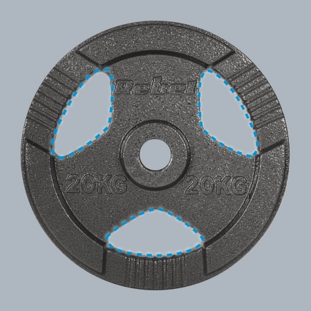 Obciążenie żeliwne olimpijskie 20kg, otwór 51mm, talerz z uchwytami, REBEL ACTIVE
