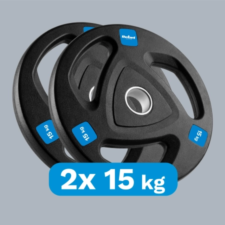 Obciążenie żeliwne olimpijskie gumowane zestaw 2x15kg, otwór 51mm , REBEL ACTIVE