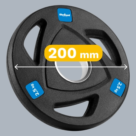 Obciążenie żeliwne olimpijskie gumowane zestaw 4x2.5kg, otwór 51mm , REBEL ACTIVE
