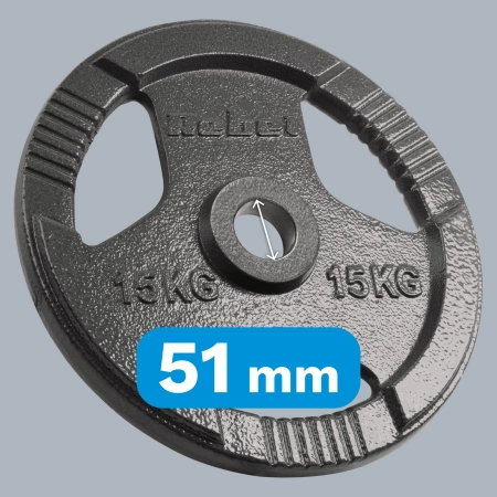 Obciążenie żeliwne olimpijskie zestaw 2x15kg, otwór 51mm, talerz z uchwytami, REBEL ACTIVE