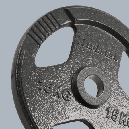 Obciążenie żeliwne olimpijskie zestaw 2x15kg, otwór 51mm, talerz z uchwytami, REBEL ACTIVE
