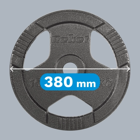 Obciążenie żeliwne olimpijskie zestaw 2x15kg, otwór 51mm, talerz z uchwytami, REBEL ACTIVE