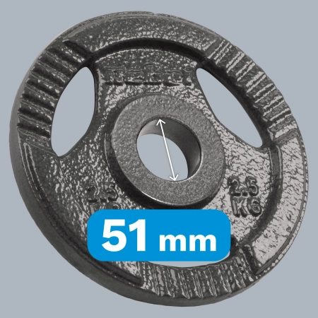 Obciążenie żeliwne olimpijskie zestaw 4x2.5kg, otwór 51mm, talerz z uchwytami, REBEL ACTIVE