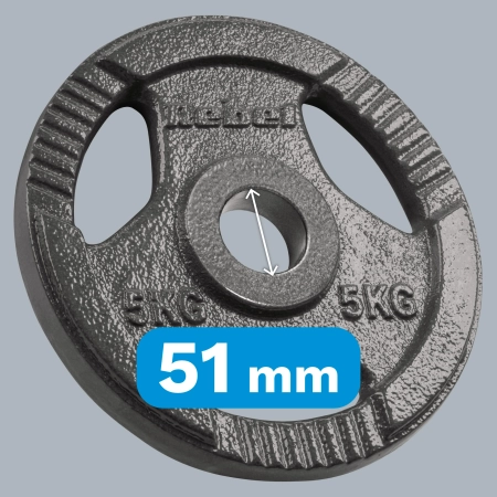 Obciążenie żeliwne olimpijskie zestaw 4x5kg, otwór 51mm, talerz z uchwytami, REBEL ACTIVE