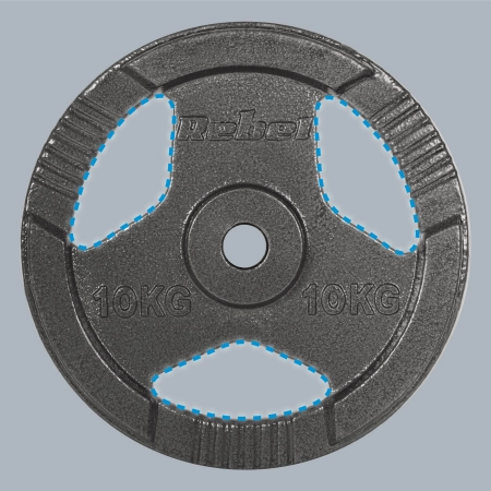 Obciążenie żeliwne zestaw 2x10kg, otwór 31mm, talerz z uchwytami, REBEL ACTIVE