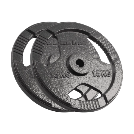 Obciążenie żeliwne zestaw 2x15kg, otwór 31mm, talerz z uchwytami, REBEL ACTIVE