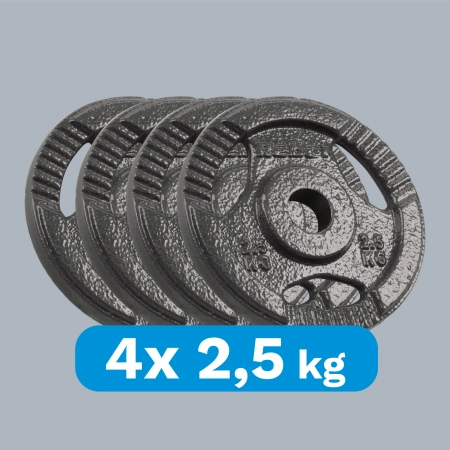 Obciążenie żeliwne zestaw 4x2.5kg, otwór 31mm, talerz z uchwytami, REBEL ACTIVE